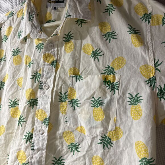 Tipsy Elves Casual Button Shirt Men's Size XL White Pineapple Print Hawaiian - Picture 3 of 4